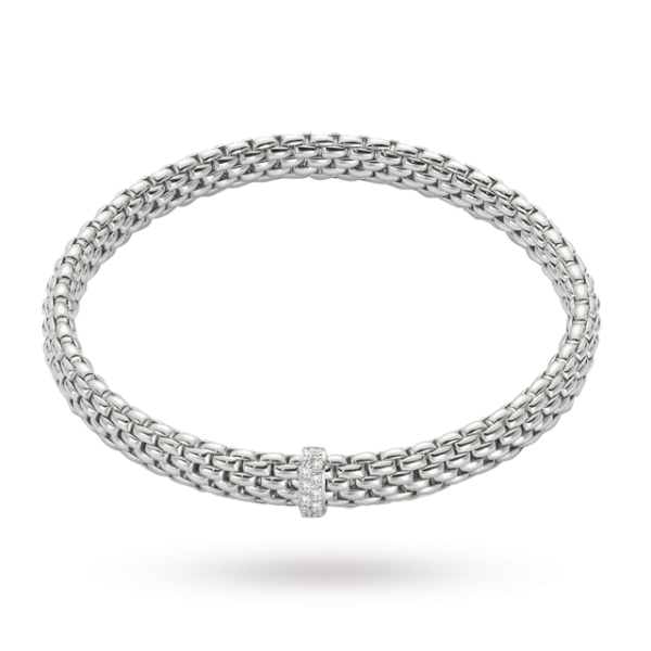 FOPE 18ct White Gold Vendome Flex'It 0.10ct Diamond Bracelet