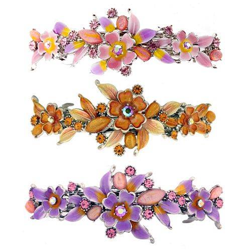 Caravan Multi Rose Stone & Epoxy Swarovski Barrette