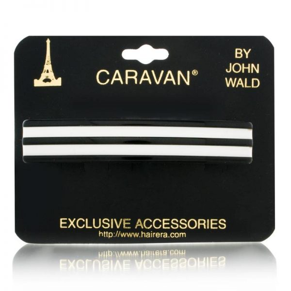 Caravan Stripe Black and White 3 Inch Barrette Hand Made