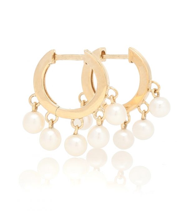 14kt gold hoop earrings with pearls