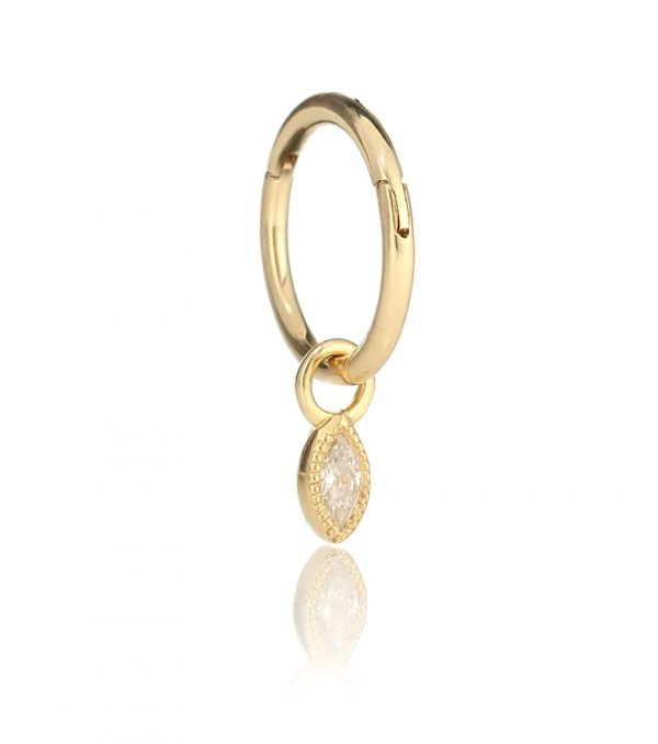 18kt yellow gold single hoop earring with diamonds