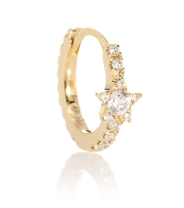 Diamond Star Eternity 18kt gold single earring with diamonds
