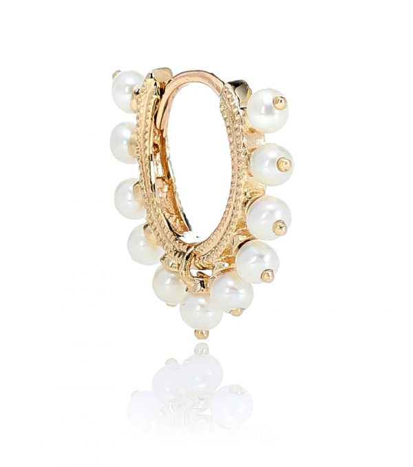 Eternity 14kt gold single earring with pearls