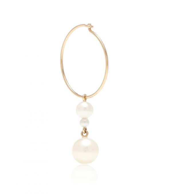 Exclusive to Mytheresa - Perla Hoop 14kt yellow gold and pearl single earring