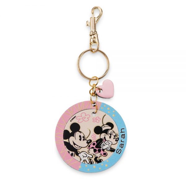 Mickey & Minnie Leather Keychain Personalizable Official shopDisney