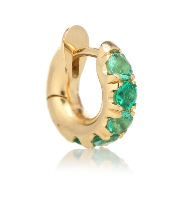 Mini Macro Hoop 18kt gold and emerald single earring