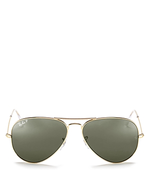 Ray-Ban Unisex Original Polarized Brow Bar Aviator Sunglasses, 58mm