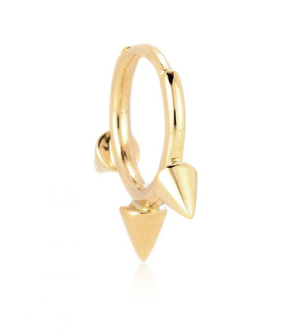 Triple Spike Clicker 14kt gold earring