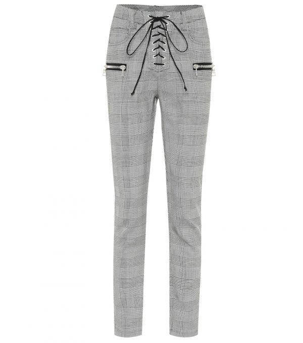 Checked wool-blend skinny pants