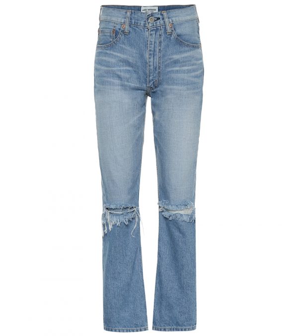 High-rise distressed jeans