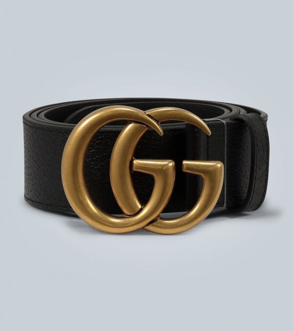 Leather belt with Double G buckle