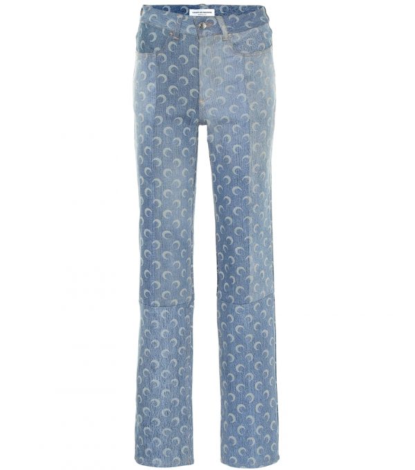 Printed high-rise straight jeans