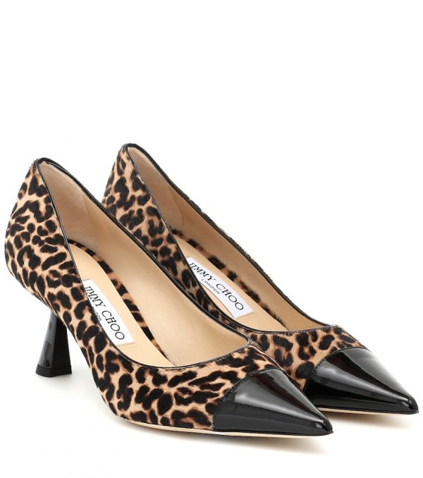 Rene 65 leopard-print calf hair pumps