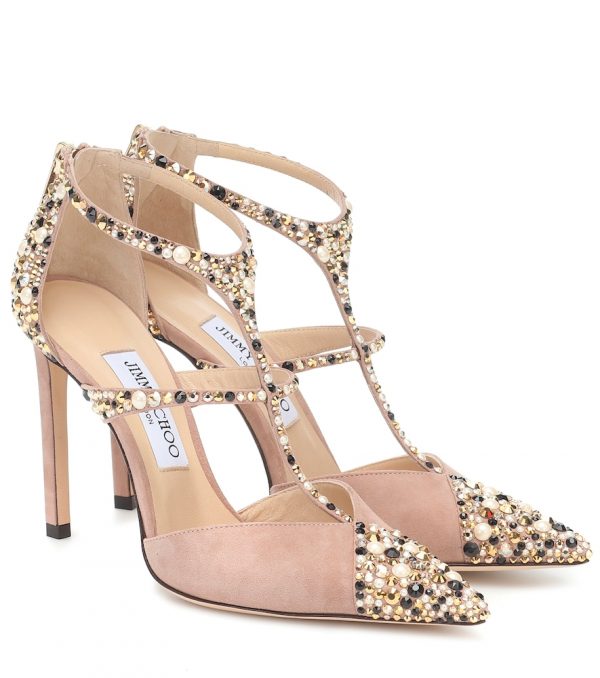 Saoni 100 embellished suede pumps