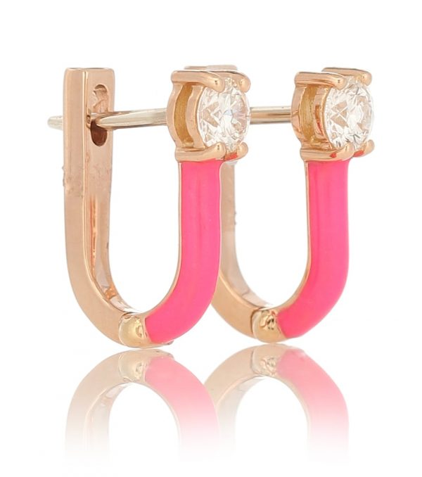 Aria 18kt rose gold hoop earrings with diamonds