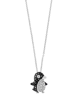 Bloomingdale's Black & White Diamond Penguin Pendant Necklace in 14K White Gold, 18 - 100% Exclusive