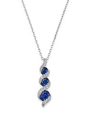 Bloomingdale's Blue Sapphire & Diamond Tiered Drop Pendant Necklace in 14K White Gold, 18 - 100% Exclusive