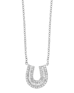 Bloomingdale's Diamond Baguette Horseshoe Pendant Necklace in 14K White Gold, 0.33 ct. t.w. - 100% Exclusive