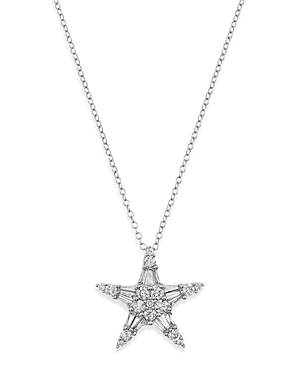 Bloomingdale's Diamond Baguette & Round Star Pendant Necklace in 14K White Gold, 1.0 ct. t.w. - 100% Exclusive
