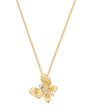 Bloomingdale's Diamond Butterfly Pendant Necklace in 14K Textured Yellow Gold, 0.05 ct. t.w. - 100% Exclusive