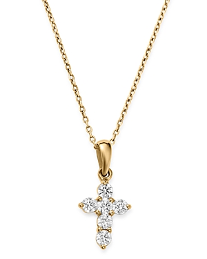 Bloomingdale's Diamond Mini Cross Pendant Necklace in 14K Yellow Gold, 0.25 ct. t.w. - 100% Exclusive