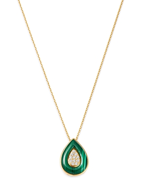 Bloomingdale's Malachite & Diamond Pendant Necklace in 14K Yellow Gold, 16-18 - 100% Exclusive