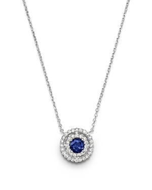 Blue Sapphire and Diamond Pendant Necklace in 14K White Gold, 16 - 100% Exclusive