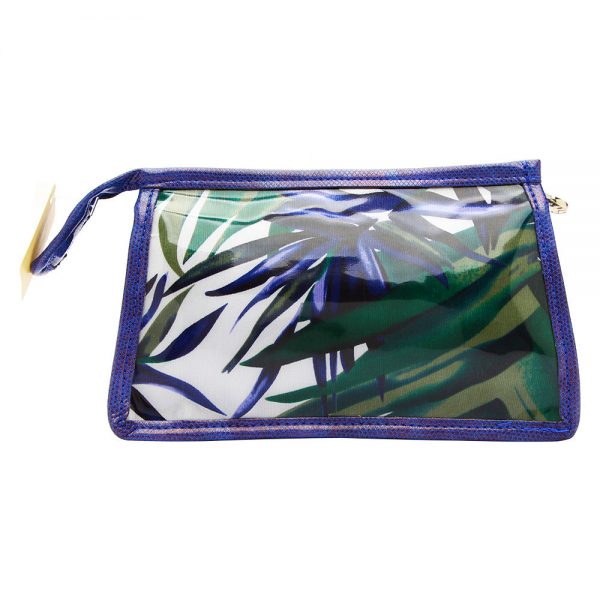 Cris Notti Blue Bamboo Square Cosmetic Bag