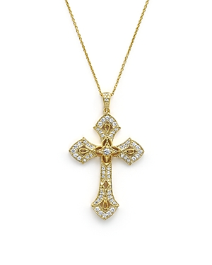 Diamond Cross Pendant Necklace in 14K Yellow Gold, .50 ct. t.w. - 100% Exclusive