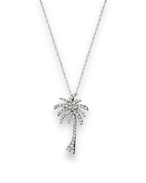 Diamond Palm Tree Pendant Necklace in 14K White Gold, .25 ct. t.w. - 100% Exclusive