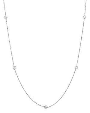 Diamond Station Necklace in 14K White Gold, .50 ct. t.w.
