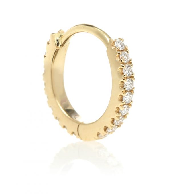 Eternity 18kt gold single hoop earring with diamonds