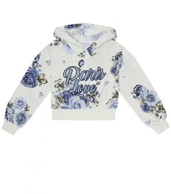 Floral stretch-cotton hoodie