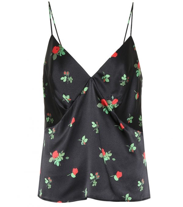 June floral silk-satin camisole