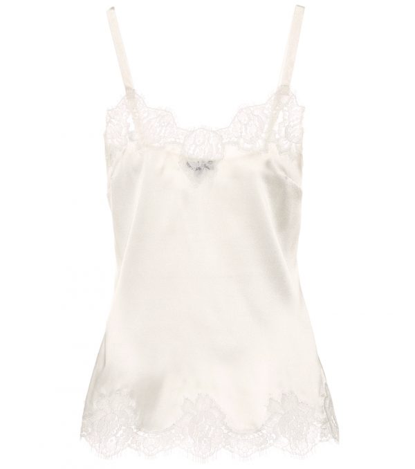 Lace-trimmed satin camisole