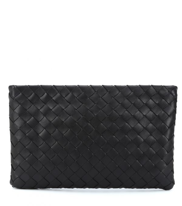 Medium intrecciato leather clutch