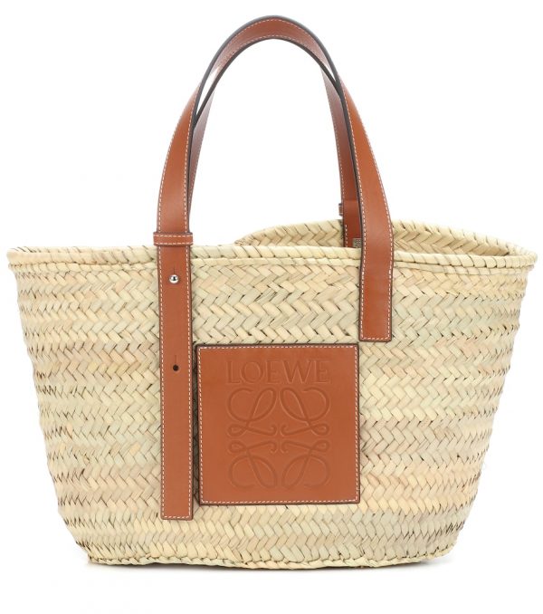 Medium leather-trimmed basket tote