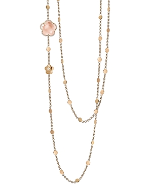 Pasquale Bruni 18K Rose Gold Bon Ton Floral Rose Quartz & Diamond Necklace, 40