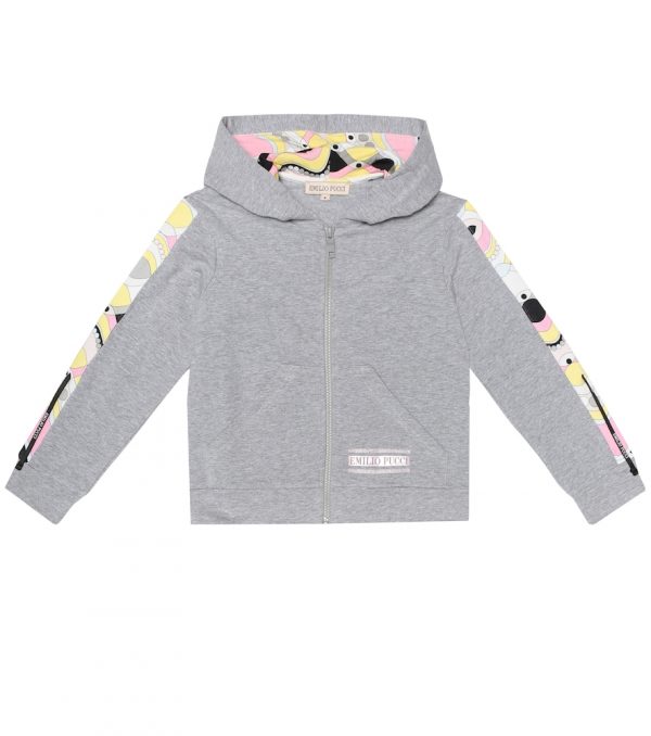 Printed stretch-cotton hoodie