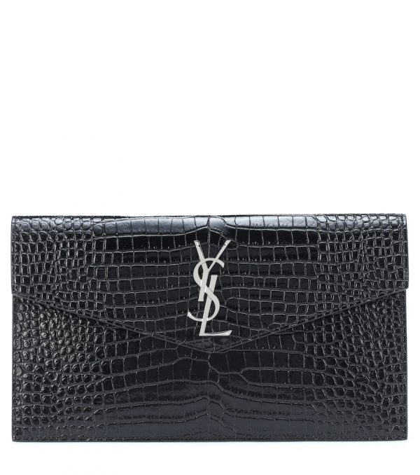 Uptown embossed leather clutch