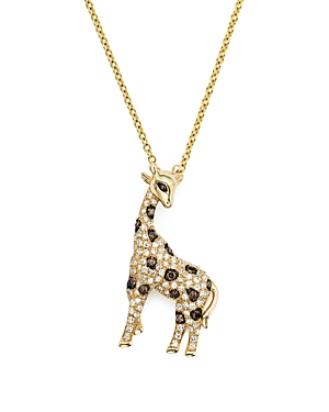 White, Brown and Black Diamond Giraffe Pendant Necklace in 14K Yellow Gold, 18 - 100% Exclusive