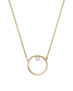 Zoe Chicco 14K Yellow Gold Paris Small Circle Diamond Necklace, 15