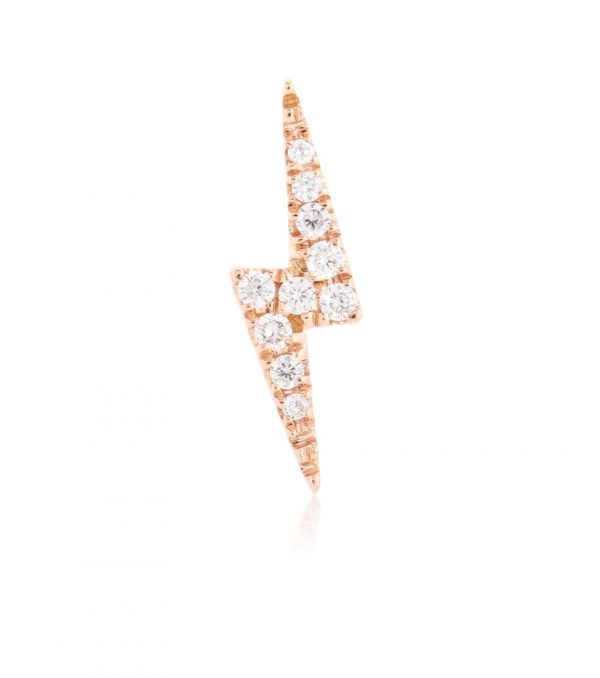 Diamond Lightning Bolt 18kt rose gold single stud earring