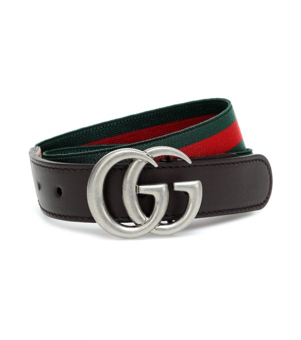 GG leather-trimmed belt