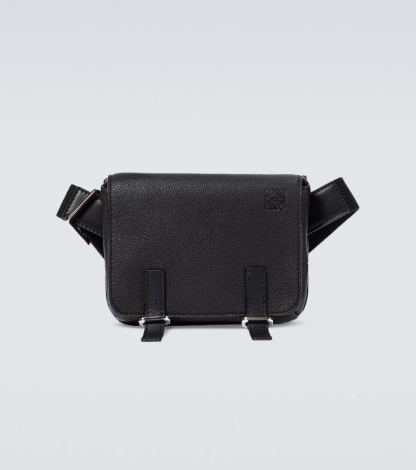 Military grained leather belt bag