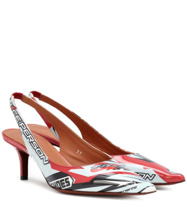 Patent leather slingback pumps