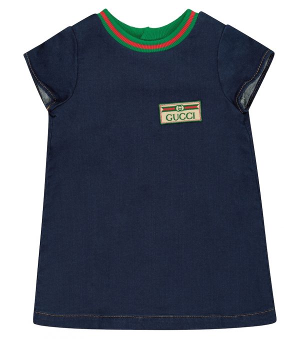 Baby cotton-blend denim dress