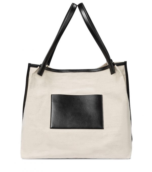 Medium leather-trimmed canvas tote
