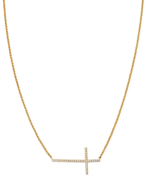 Bloomingdale's Diamond East West Cross Pendant Necklace in 14K Yellow Gold, 16, 0.15 ct. t.w. - 100% Exclusive