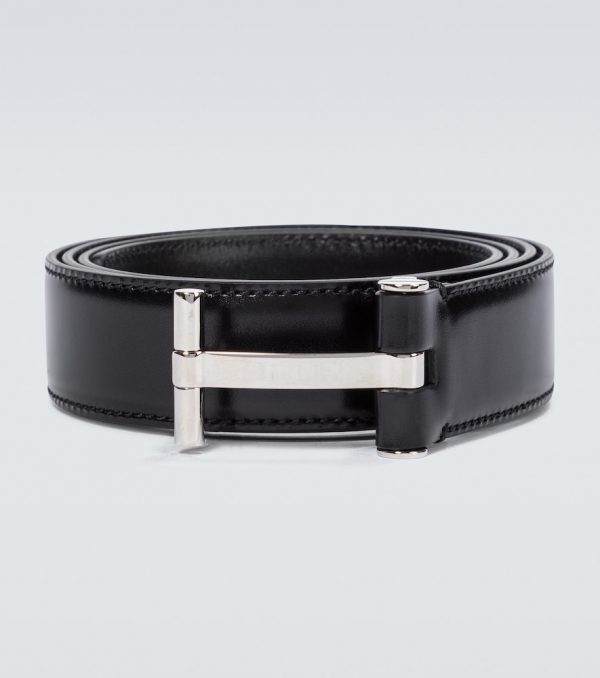 T buckle classic leather belt